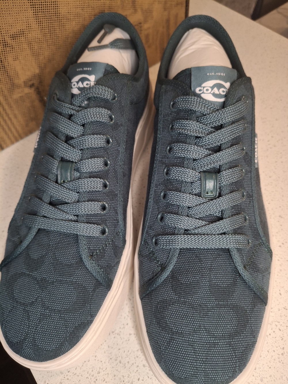 Coach Teal Canvas Low-Top Sneakers Color DARK TEAL CHALK.
